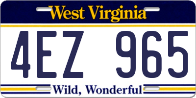 WV license plate 4EZ965