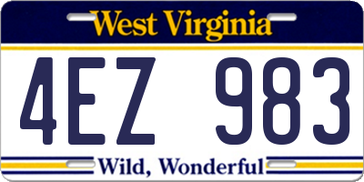 WV license plate 4EZ983