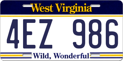 WV license plate 4EZ986