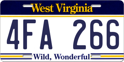 WV license plate 4FA266