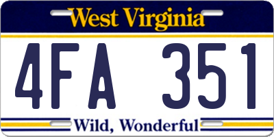 WV license plate 4FA351