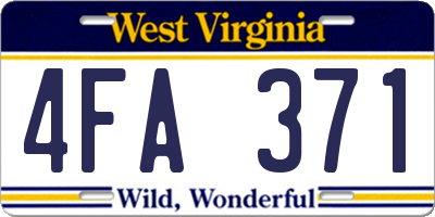 WV license plate 4FA371