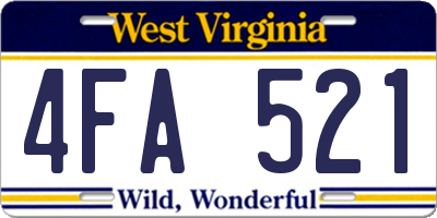 WV license plate 4FA521