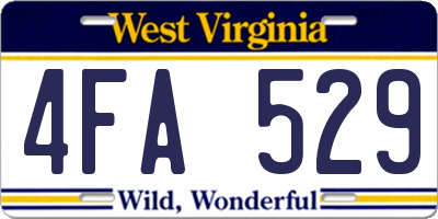 WV license plate 4FA529