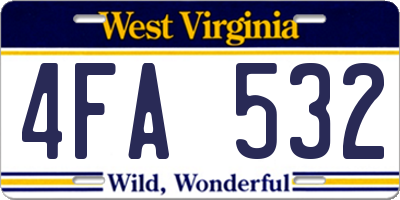 WV license plate 4FA532