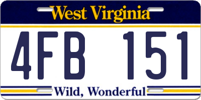 WV license plate 4FB151