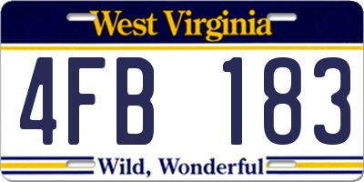 WV license plate 4FB183