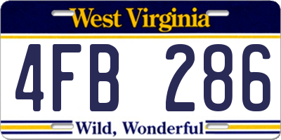 WV license plate 4FB286