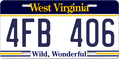WV license plate 4FB406
