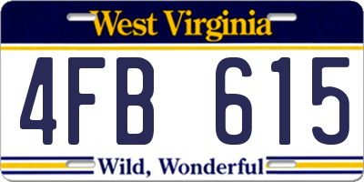WV license plate 4FB615