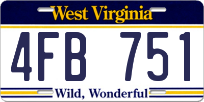 WV license plate 4FB751