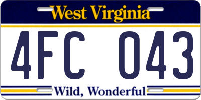 WV license plate 4FC043