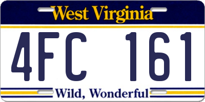 WV license plate 4FC161