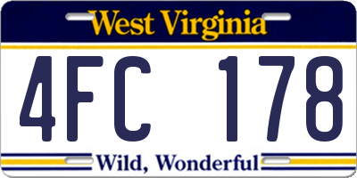 WV license plate 4FC178
