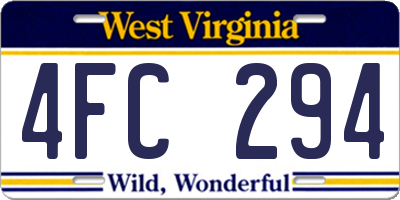 WV license plate 4FC294