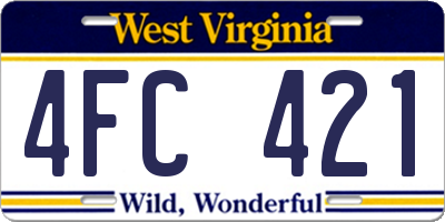 WV license plate 4FC421