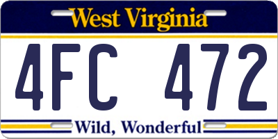 WV license plate 4FC472