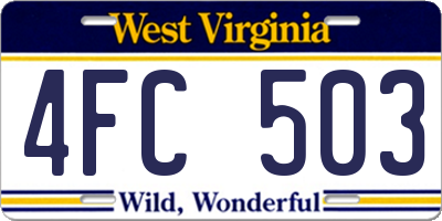 WV license plate 4FC503