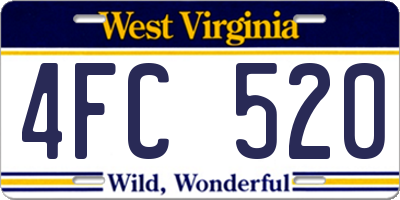 WV license plate 4FC520