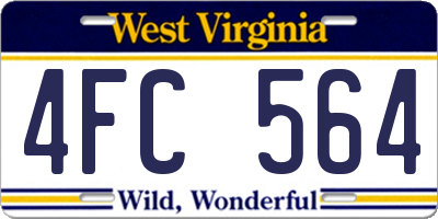 WV license plate 4FC564