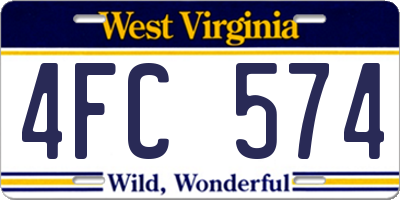 WV license plate 4FC574