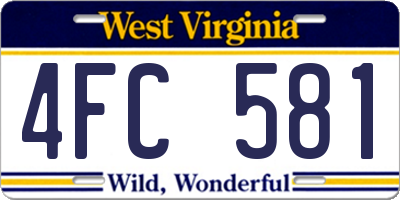 WV license plate 4FC581