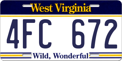 WV license plate 4FC672