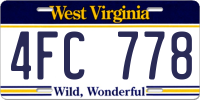 WV license plate 4FC778