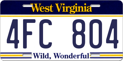 WV license plate 4FC804