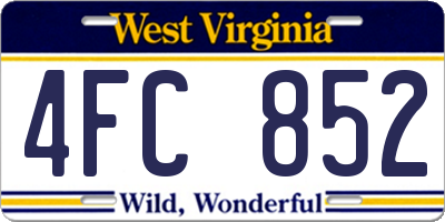 WV license plate 4FC852