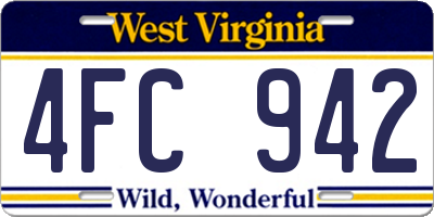 WV license plate 4FC942