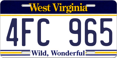 WV license plate 4FC965
