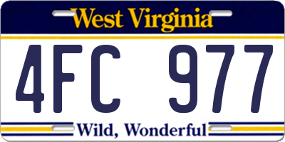 WV license plate 4FC977
