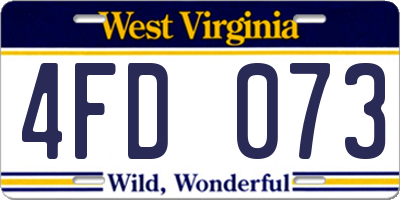 WV license plate 4FD073