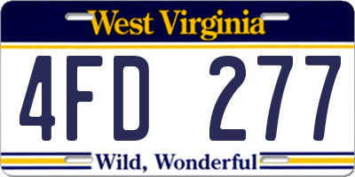 WV license plate 4FD277