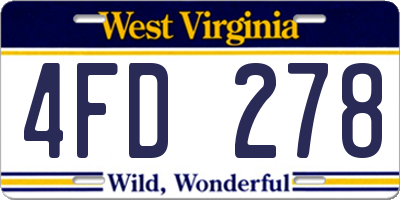 WV license plate 4FD278
