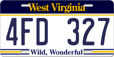 WV license plate 4FD327