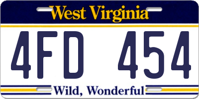 WV license plate 4FD454