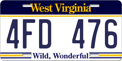 WV license plate 4FD476