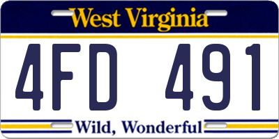 WV license plate 4FD491