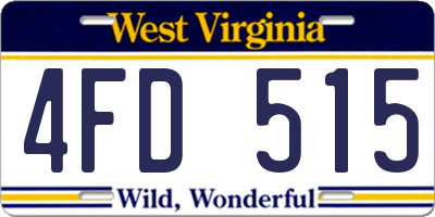 WV license plate 4FD515