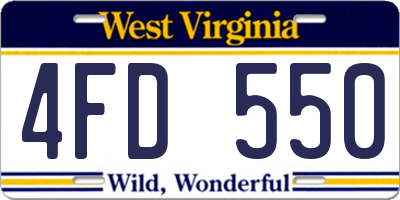 WV license plate 4FD550
