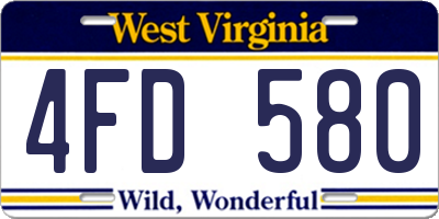 WV license plate 4FD580