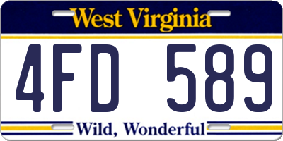WV license plate 4FD589