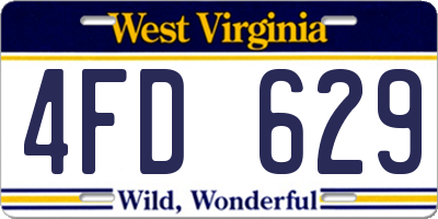 WV license plate 4FD629
