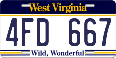 WV license plate 4FD667
