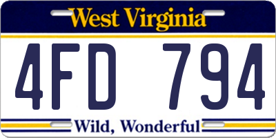 WV license plate 4FD794