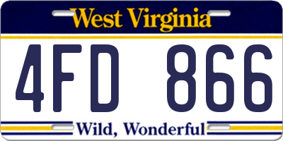 WV license plate 4FD866