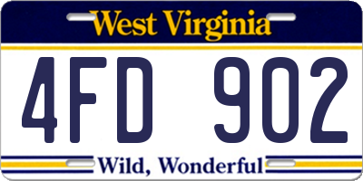 WV license plate 4FD902