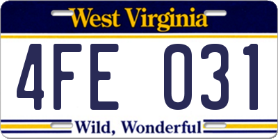WV license plate 4FE031